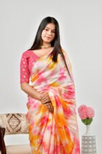 Multi Color Shibori Silk Saree - Image 3