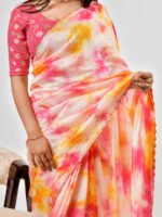 Multi Color Shibori Silk Saree - Image 5