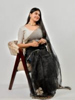 Organza Black Designer Saree - Image 3