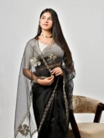 Organza Black Designer Saree - Image 4