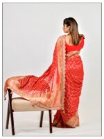 Embroidery Red Designer Saree - Image 2