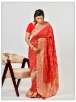 Embroidery Red Designer Saree - Image 3