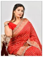 Embroidery Red Designer Saree - Image 4