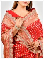 Embroidery Red Designer Saree - Image 5