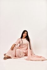 Blush Pink Embroidered Sharara Set with Dupatta - Image 3