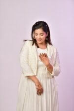 Elegant White Long Gown with Embroidered Jacket - Image 5