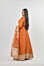 Rust Orange Silk Kurta Set with Banarasi Dupatta - Image 5