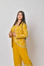 Mustard Yellow Embroidered Three-Piece Co-Ord Set - Image 2