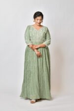 Sage Green Embroidered Anarkali Kurta - Image 2