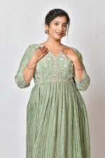 Sage Green Embroidered Anarkali Kurta - Image 4