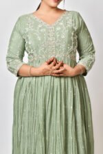Sage Green Embroidered Anarkali Kurta - Image 3