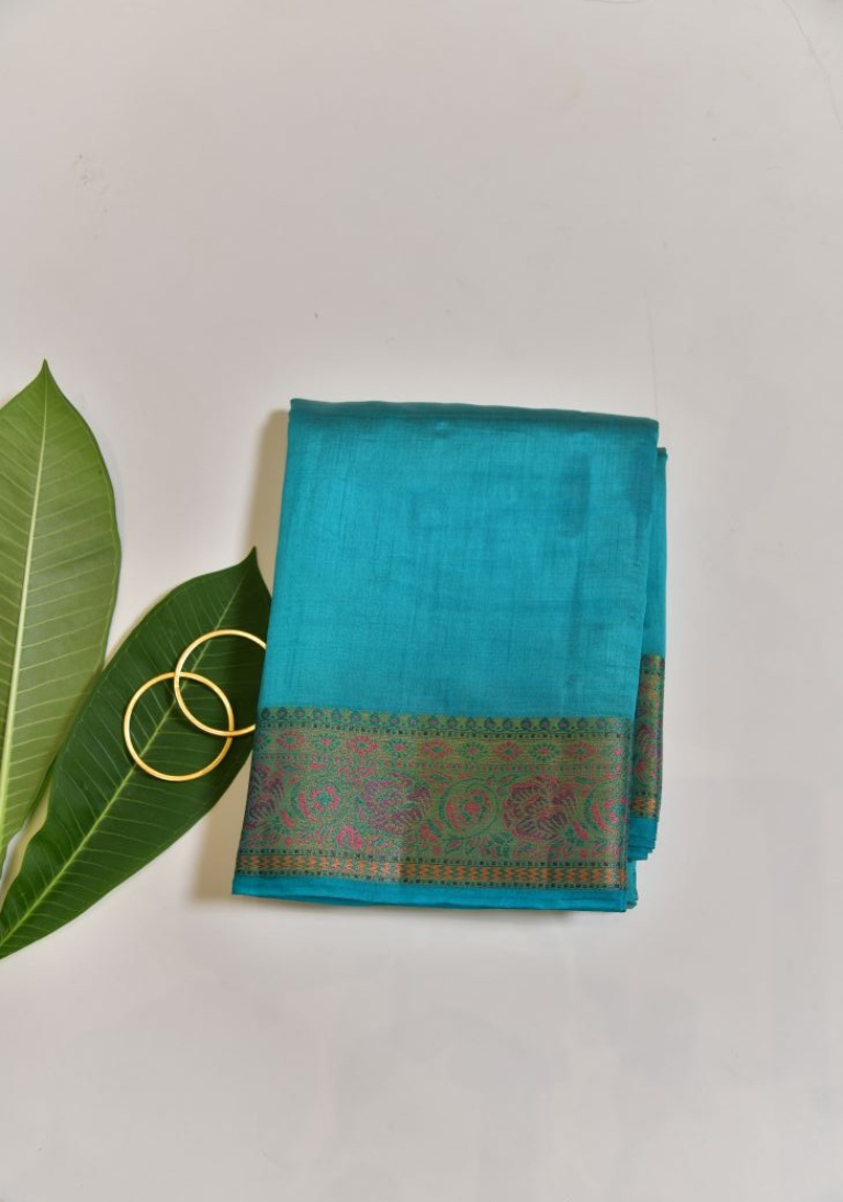 Elegant turquoise saree - Image 1