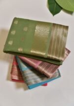 Elegant olive green saree - Image 2