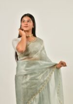 Pastel grey saree - Image 2