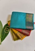 Elegant turquoise saree - Image 3
