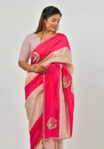 Vibrant pink silk saree - Image 5