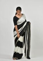 Monochrome black and white Saree - Image 3