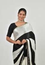 Monochrome black and white Saree - Image 2
