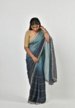 Elegant teal blue saree - Image 3
