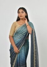 Elegant teal blue saree - Image 2