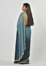 Elegant teal blue saree - Image 4