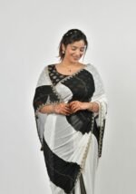 Bold black and white color Saree - Image 3