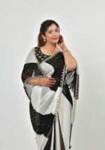 Bold black and white color Saree - Image 4