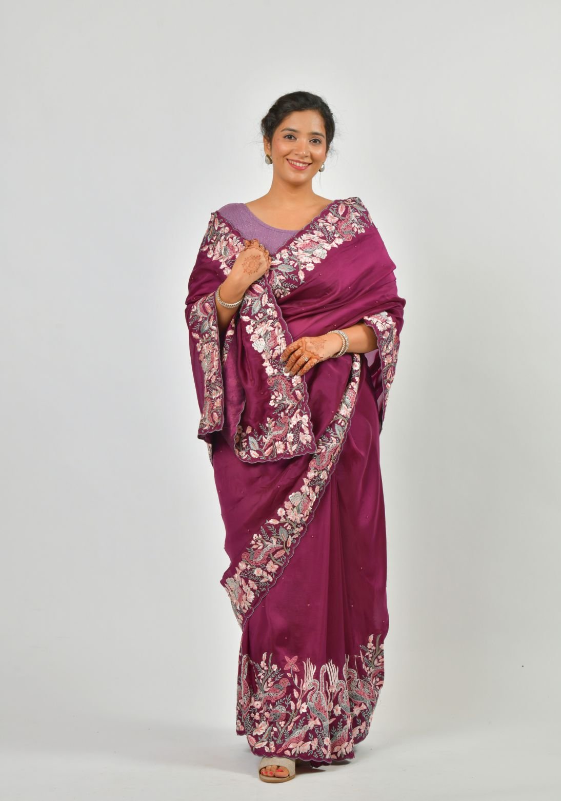 69_compressed Magenta silk saree - Image 1