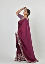 Magenta silk saree - Image 4