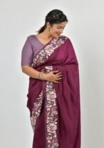 Magenta silk saree - Image 2