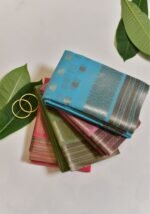 Vibrant turquoise saree - Image 3