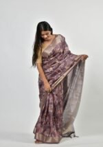 Lavender-grey silk blend Saree - Image 2