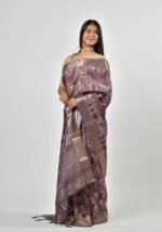 Lavender-grey silk blend Saree - Image 3