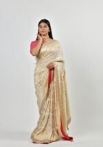 Luxurious cream silk Saree - Image 2