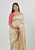 Luxurious cream silk Saree - Image 3