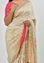 Luxurious cream silk Saree - Image 5