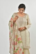 Floral Embroidered Sequinned Straight Kurta with Sharara & Dupatta - Image 3