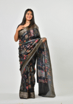 Floral prints Black Saree