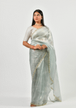 Pastel grey saree