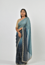 Elegant teal blue saree