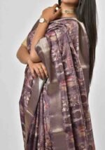 Lavender-grey silk blend Saree - Image 5